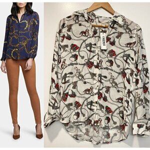 L'AGENCE Nina Long Sleeve Blouse 100% Silk Double Georgette Size XS NWT